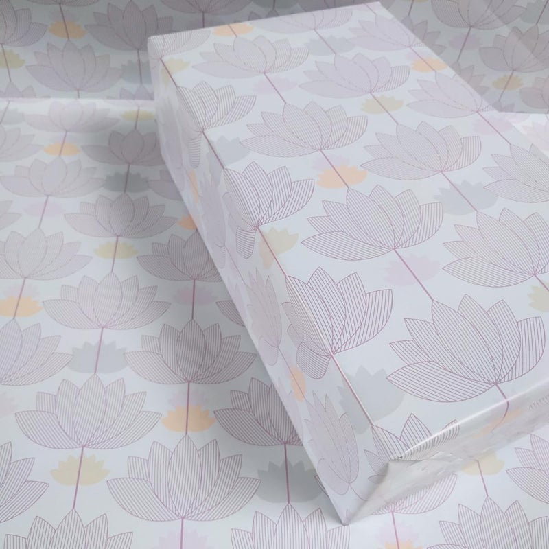 eVincE - thoughtful PRESENTations eVincE Lotus Gift wrapping paper |Spread Joy with Lotus, for him her adult office gifting social gifts Diwali Xmas and more (Pack of 25)(70 x 50 cms Big Sheet)  - Image 4