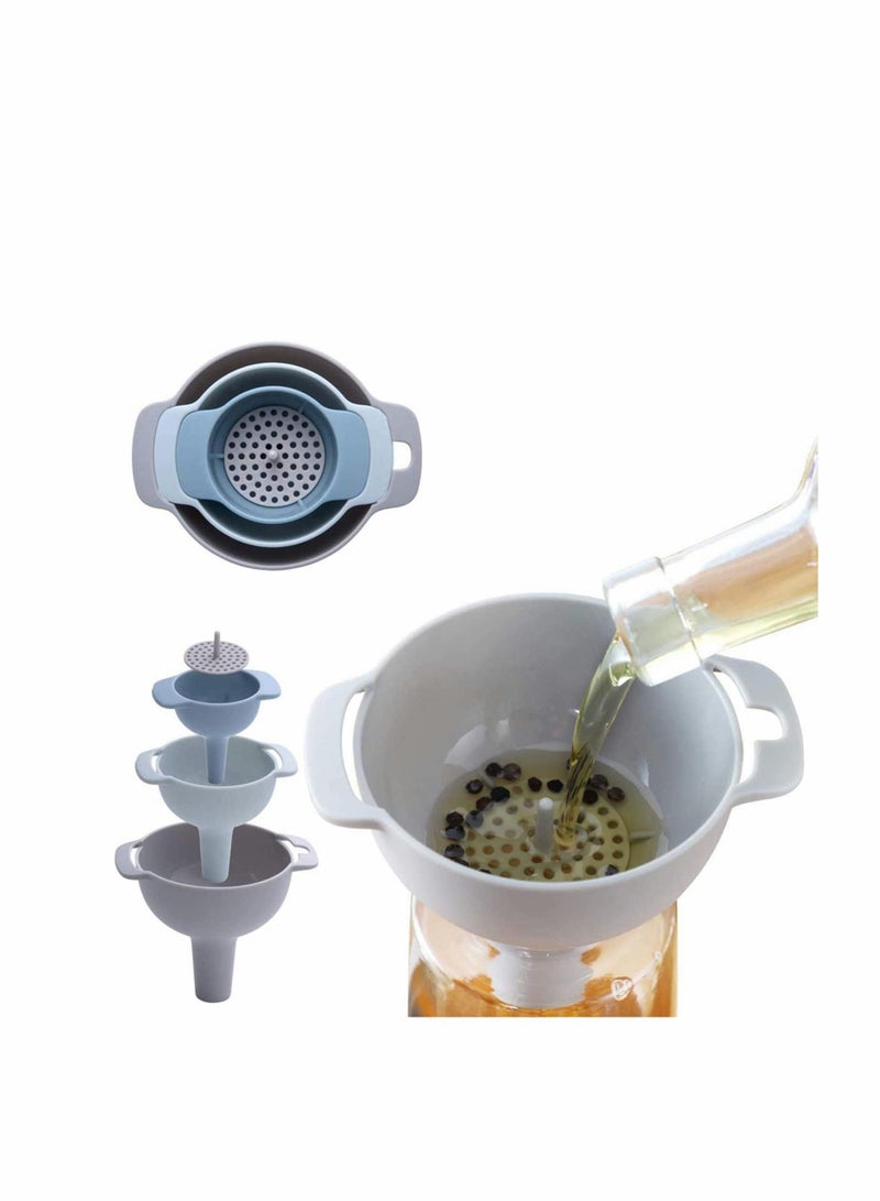 Y&D Funnel, Lakobos Kitchen Funnel 3 in 1, Plastic Funnels for kitchen Use, Filling Bottles, Wide Mouth with Strainer Filter for...  - Image 4