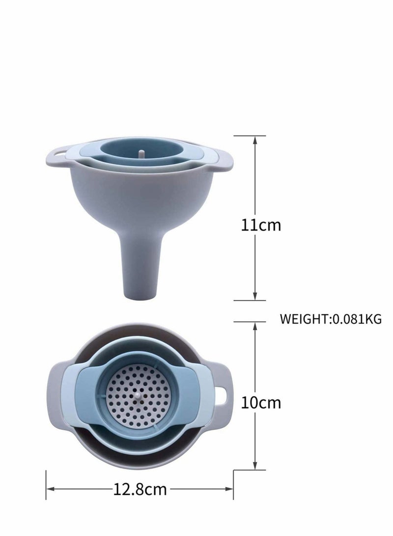Y&D Funnel, Lakobos Kitchen Funnel 3 in 1, Plastic Funnels for kitchen Use, Filling Bottles, Wide Mouth with Strainer Filter for...  - Image 2