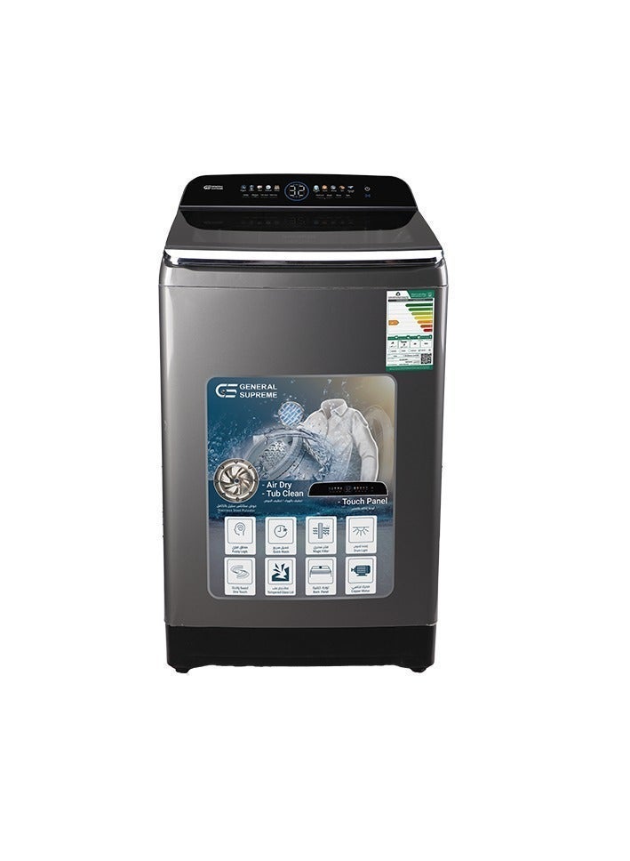 General Supreme Washing Machine Automatic Top Load 20 KG, 10 Programs, Dark Silver.GS20BT25KS - Image 1