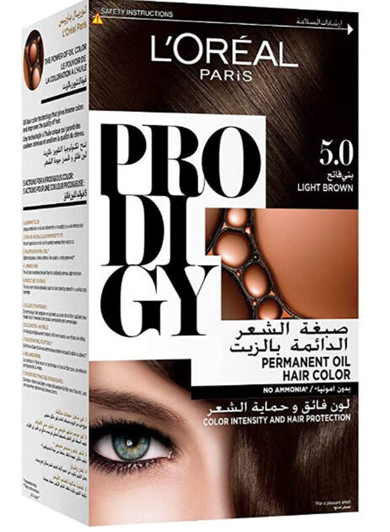 L'OREAL PARIS Loreal Paris Prodigy Permanent Oil HaIr Color 5.0 Light Brown 182 ML - Image 3