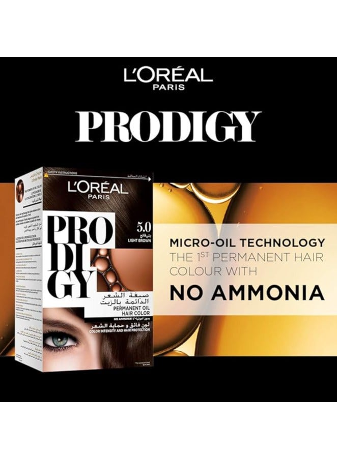 L'OREAL PARIS Loreal Paris Prodigy Permanent Oil HaIr Color 5.0 Light Brown 182 ML - Image 4