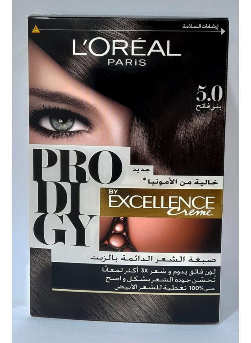 L'OREAL PARIS Loreal Paris Prodigy Permanent Oil HaIr Color 5.0 Light Brown 182 ML - Image 2