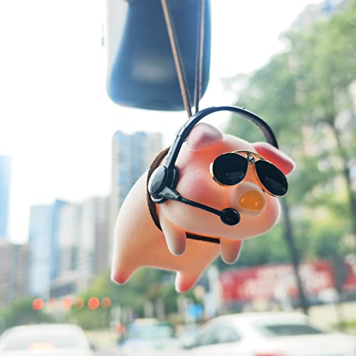 Motaney Swinging Pig Car Hanging Ornament, Lucky Piggy Rear View Mirror Accessories, Pig Car Accessories for Women/Men Cute Decor Rearview Mirror Charms, Small Gifts - Image 4