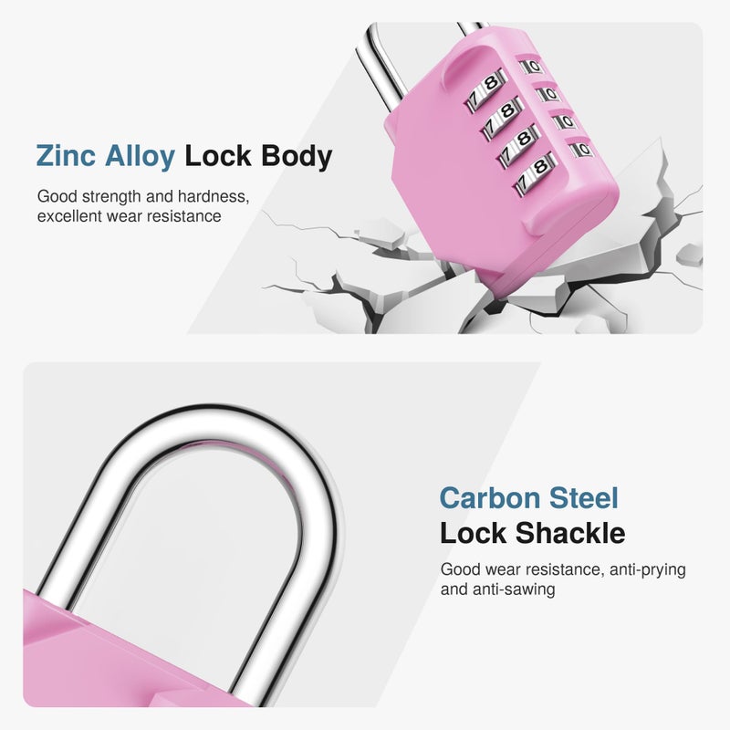 Puroma Combination Lock 4 Digit Waterproof Locker Locks Secure Outdoor Padlock for Gym Lockers, Toolboxes, Gates, Fences, Storage, Sports Locker, Cabinets (Pink) - Image 4