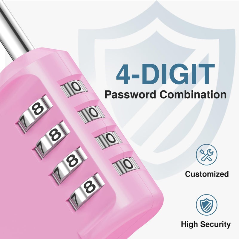 Puroma Combination Lock 4 Digit Waterproof Locker Locks Secure Outdoor Padlock for Gym Lockers, Toolboxes, Gates, Fences, Storage, Sports Locker, Cabinets (Pink) - Image 2
