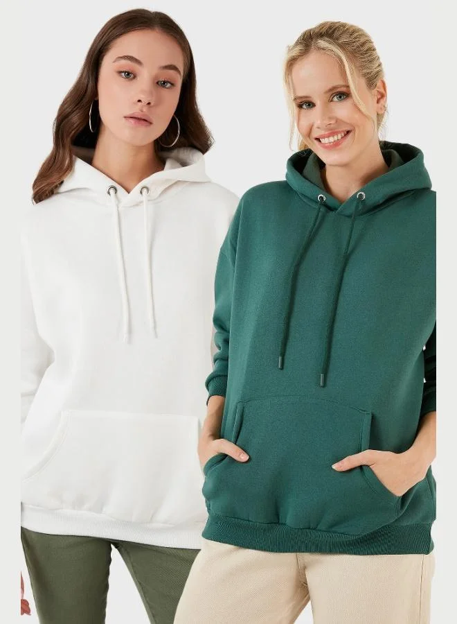 Lela Lela Regular Fit Cotton Hooded Collar Raised Winter 2-Pack Sweat Women's SWEAT 5863854S2