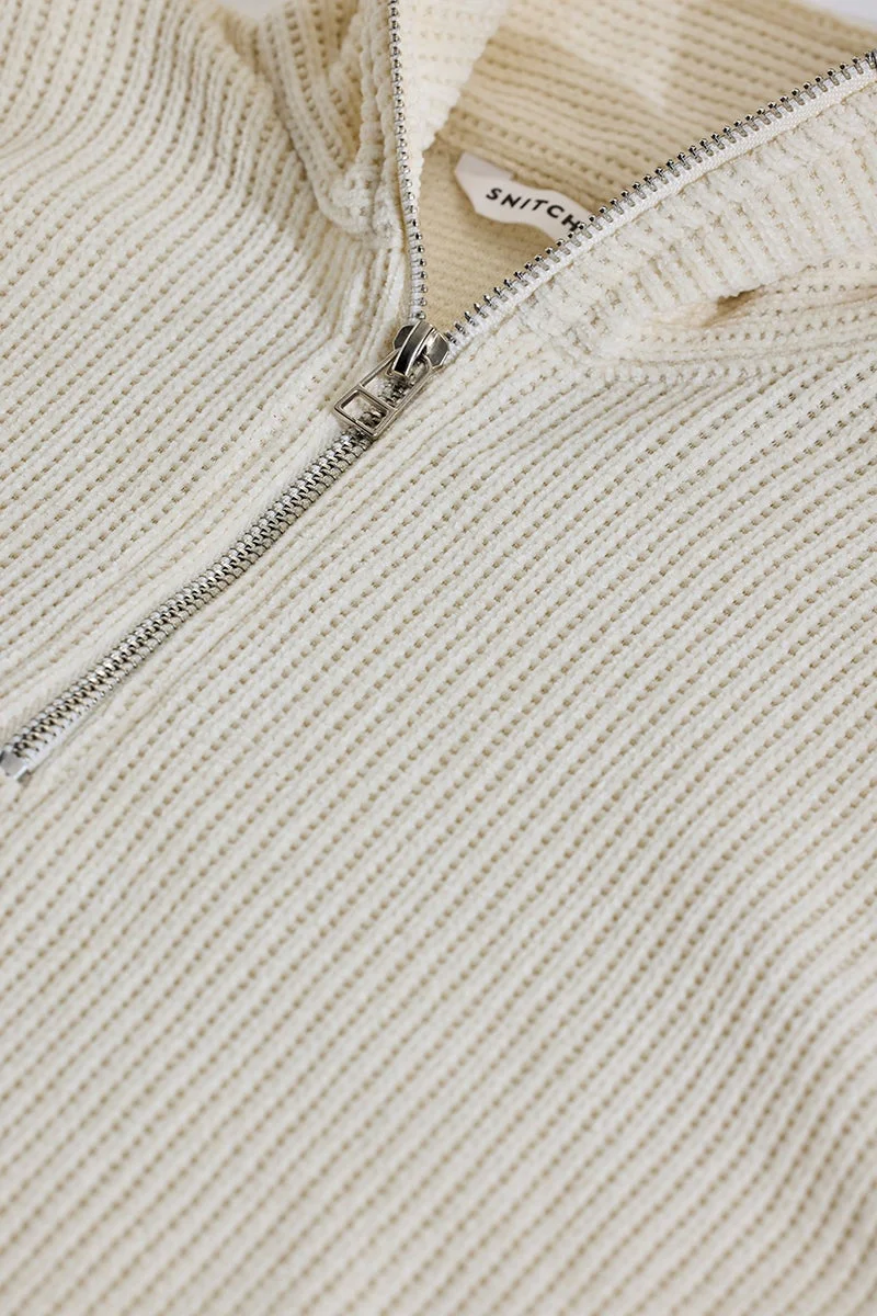 سنيتش Light Cream Solid Long Sleeve Slim Fit T-Shirt