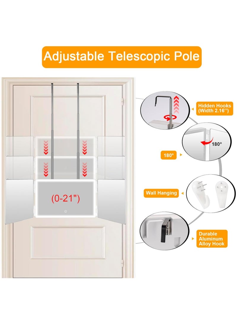 Arabest مرآة ثلاثية الأبعاد مع 3 ألوان من الضوء، مرآة قابلة للشحن لقص الشعر، مرايا ثلاثية الطيات، مرآة حلاق قابلة للتعديل مع خطافات قابلة للتمديد لقص الشعر الذاتي، مرآة 360 للرجال للحلاقة والنساء لصبغ الشعر (أبيض) - Image 5