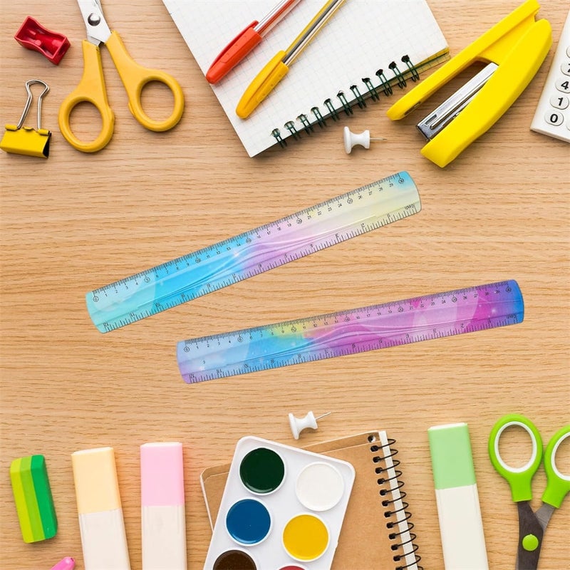 2pcs Flexible Rulers for School, 12 Inch/30 cm Bendable Rulers Soft Plastic Bendy Ruler Bulk Gradient Colorful Flex Ruler Set with Inches and Metric for Students Kids Classroom Office - Image 4