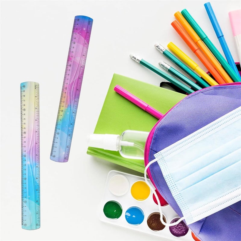 2pcs Flexible Rulers for School, 12 Inch/30 cm Bendable Rulers Soft Plastic Bendy Ruler Bulk Gradient Colorful Flex Ruler Set with Inches and Metric for Students Kids Classroom Office - Image 3