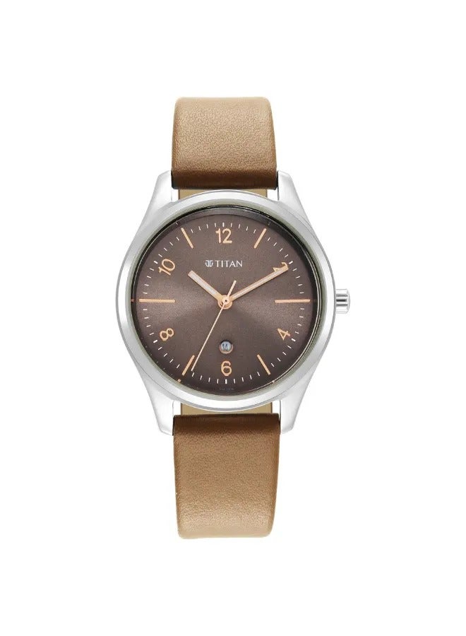 TITAN Women's Analog Round Shape Leather Wrist Watch - 2639SL12 - 40 Mm  - Image 2