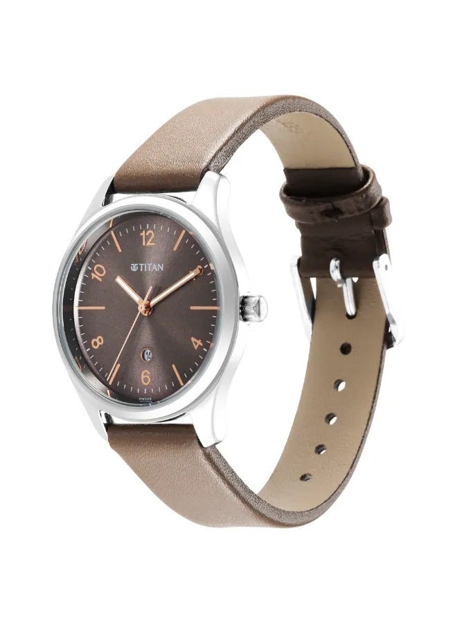 TITAN Women's Analog Round Shape Leather Wrist Watch - 2639SL12 - 40 Mm  - Image 3
