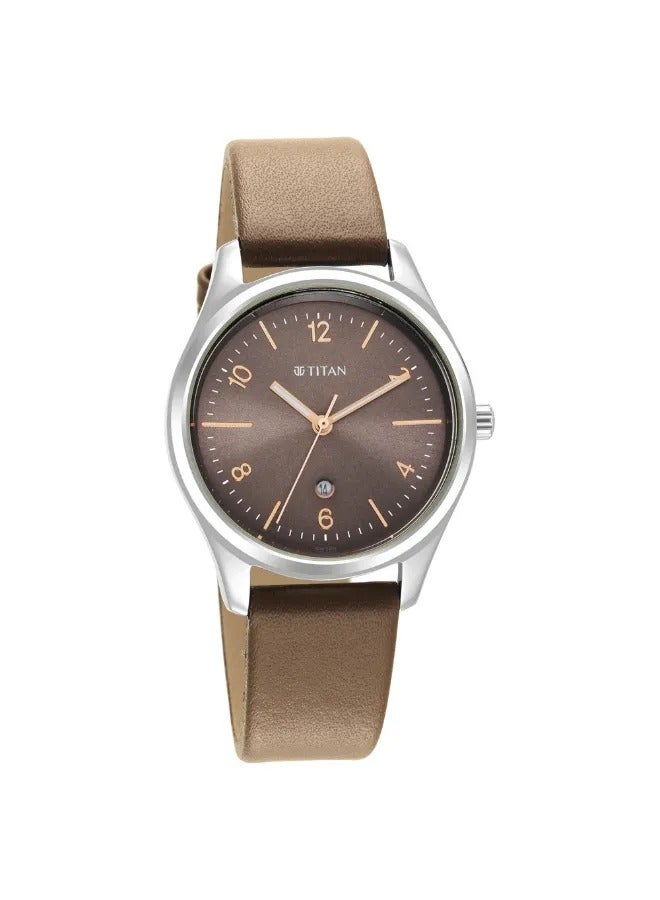 TITAN Women's Analog Round Shape Leather Wrist Watch - 2639SL12 - 40 Mm  - Image 1