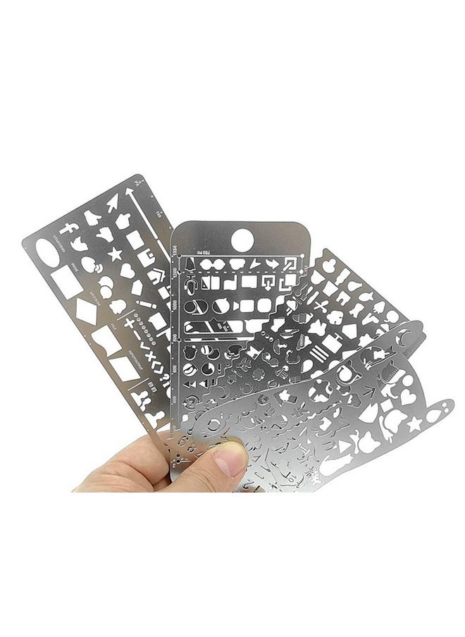 ALIMITOPIA Bullet Journal Stencil Setruler Drawing Painting Hollow Template Icon Tools Diy Kit For Scrapbook Album Card Planner Journal Making(Stainless Steel4Pcs With Different Icons)  - Image 2
