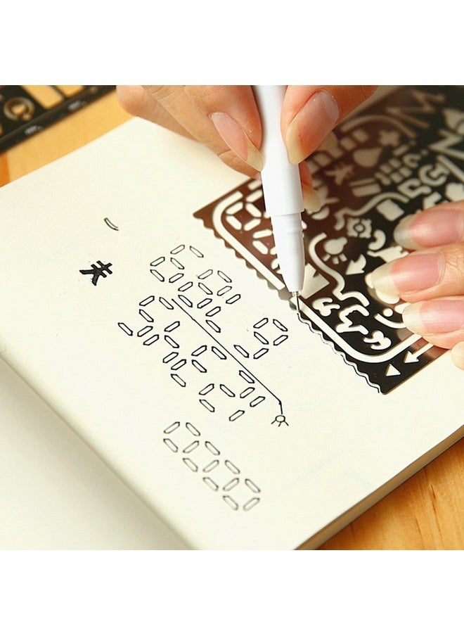 ALIMITOPIA Bullet Journal Stencil Setruler Drawing Painting Hollow Template Icon Tools Diy Kit For Scrapbook Album Card Planner Journal Making(Stainless Steel4Pcs With Different Icons)  - Image 4