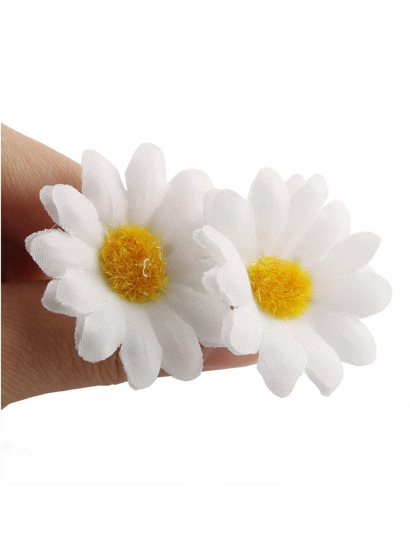Silk Daisy Flower Head 1.5Inch White Artificial Gerbera Fake Flowers Heads for Wedding Party,Home Decoration and DIY Craft 100 Pcs