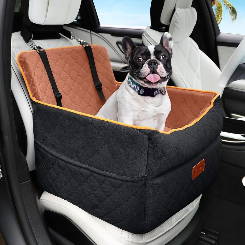 HEGGCOOE Small Dog Car Seat Memory Foam Dog Booster Seats with Thick Cushion for Medium Dogs Under 35lbs Detachable Washable Pet Car Seat Travel Bed with Storage Pockets2 Safety Belts - Image 2
