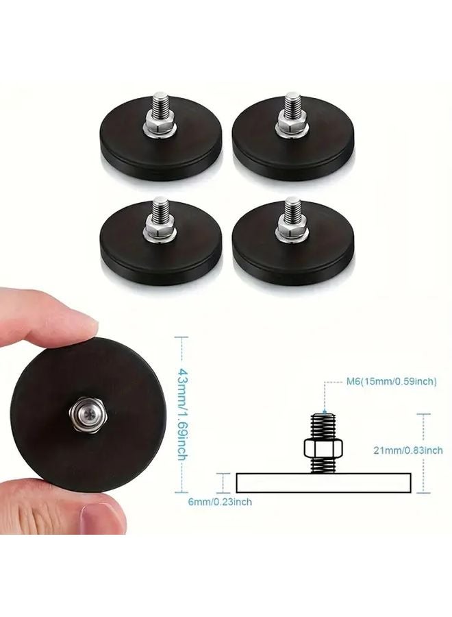 قطعتان مغناطيس سيارة قوي مبطن بالمطاط من النيوديميوم مع ملولبة M6 - Image 3