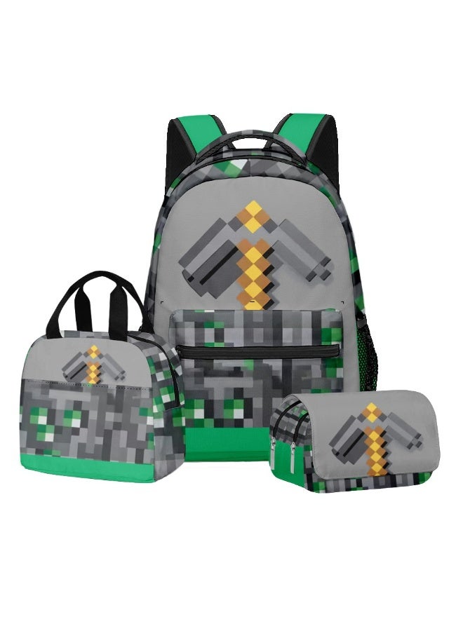 Minecraft backpack pencil case lunch bag three-piece suit men and women leisure sports travel backpack student school backpack - Image 1
