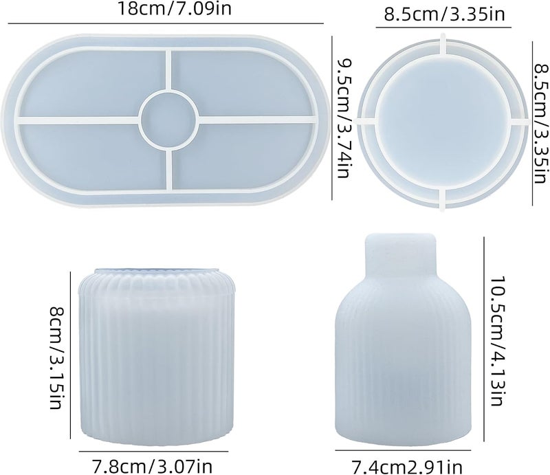 Midnadiy Silicone Resin Mold 3 Pces, Silicone Vase Molds, Resin Tray Mold with Jar Molds, Epoxy Resin Mold for DIY Vase Making, Concrete, Home Decoration, Handmade Gifts, Jewelry  Storage - Image 2