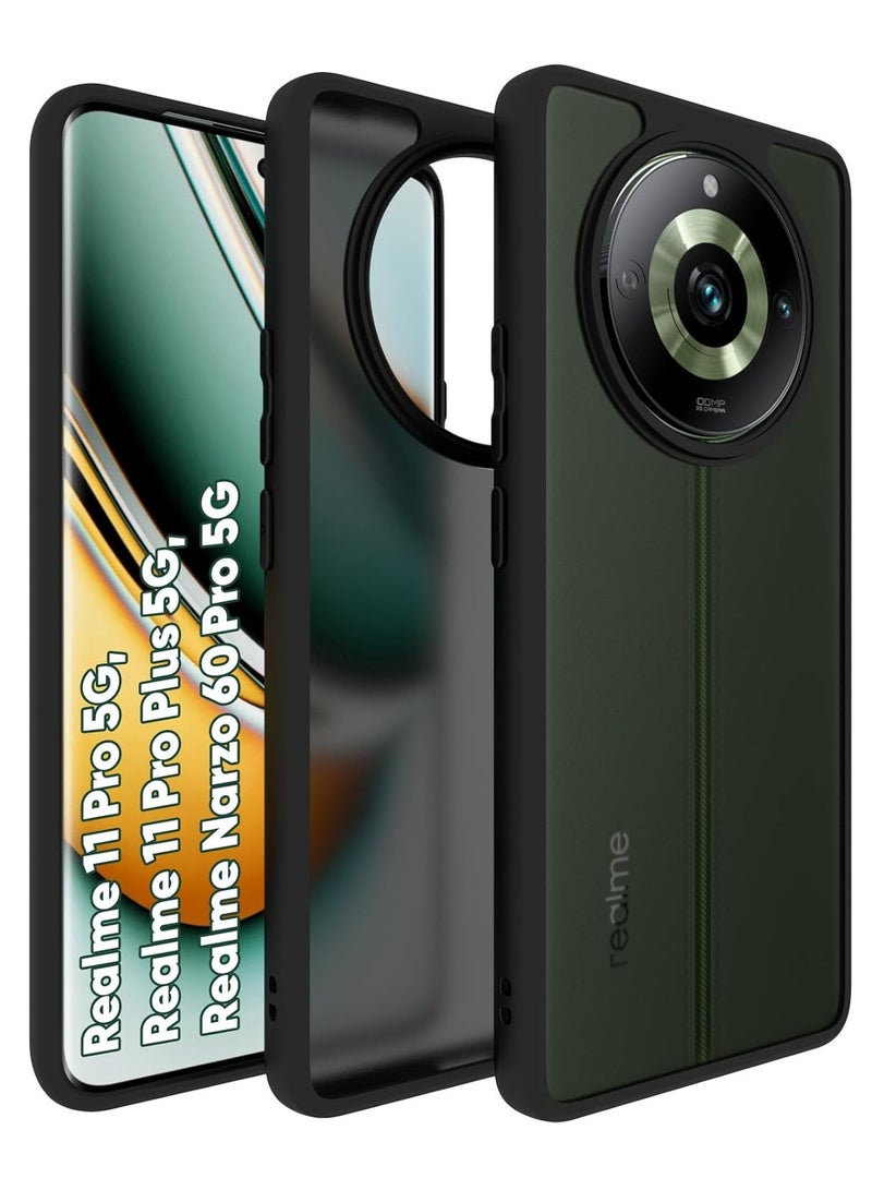 جراب حمايه اسود مط غير لامع ومقاوم للصدمات متوافق مع Realme 11 Pro Plus/Realme 11 Pro  (أسود ) - Image 1