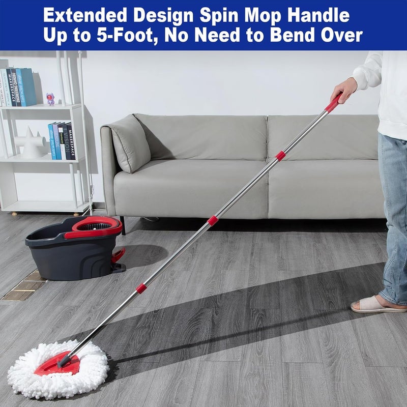 TIDYKITC Spin Mop Replacement Handle Compatible with O Cedar Mop Replace Head Base, 4-Section 2.5-to-5 Foot Mop Stick, Germany Screw - Image 4