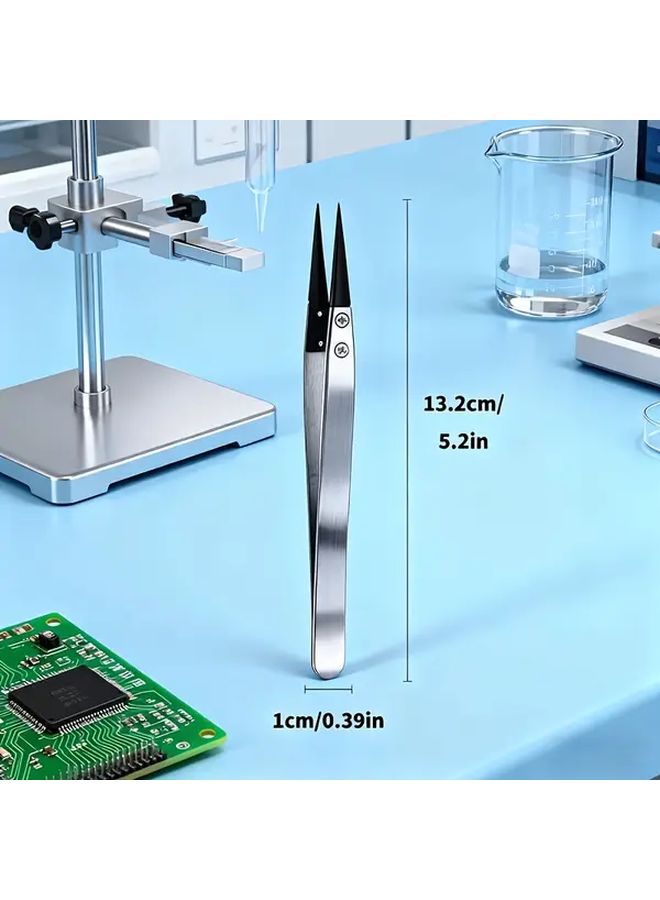 Medium Flat Head Heavy Duty Anti Static Tweezers With Interchangeable Tips Stainless Steel Handle Plastic Metal Heads Soldering Free Precision For Electronics Jewelry Making DIY Professional Hobbyist No Power Required Multi Spec - Image 3