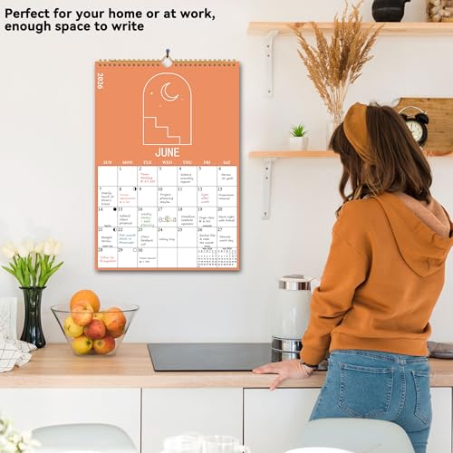 PIOOJK 2026 Wall Calendar, 18 Months Moon Calendar from January 2026 - June 2027, Aesthetic Lunar Boho Large Calendar for Home Office Kitchen, Thick Paper for Monthly Organization, Moon Phases, 10"×14.5" - Image 5
