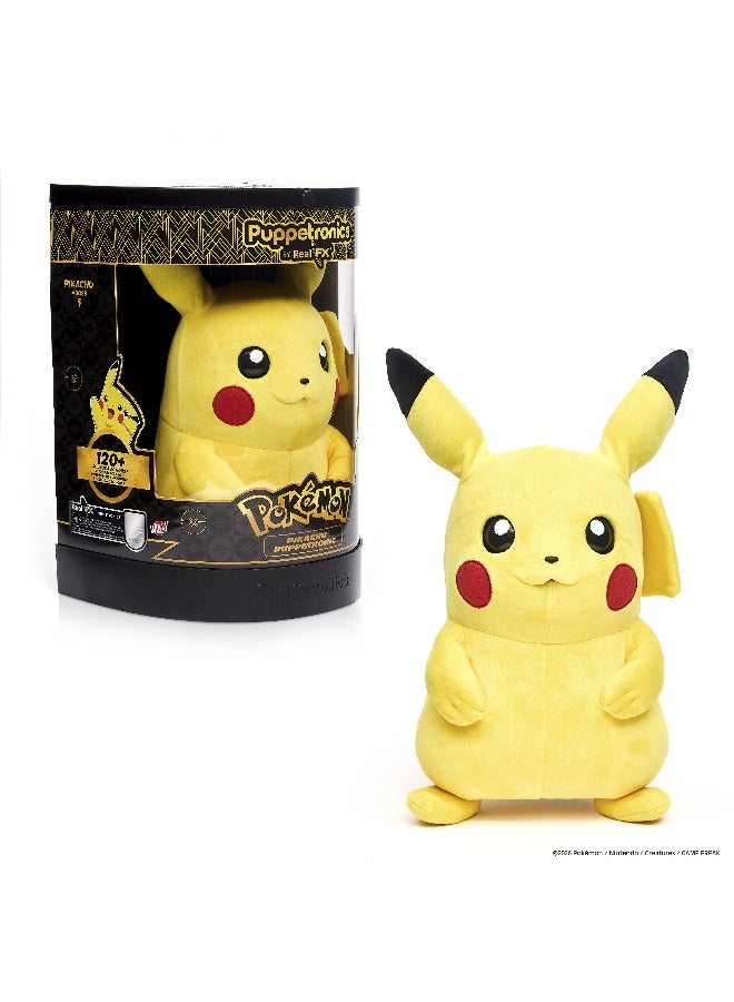Pokemon RealFX Pikachu Puppetronic | Wow Stuff | Puppet | Interactive Plush Toy | Soft Toy | 120+ Sounds & Actions | Moving Mouth, Blinking Eyes, Dual-Motion Ears, Light-Up Cheeks | Premium Gift for Kids and Adult Collectors - Image 1