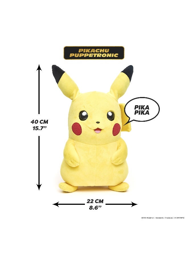 Pokemon RealFX Pikachu Puppetronic | Wow Stuff | Puppet | Interactive Plush Toy | Soft Toy | 120+ Sounds & Actions | Moving Mouth, Blinking Eyes, Dual-Motion Ears, Light-Up Cheeks | Premium Gift for Kids and Adult Collectors - Image 4