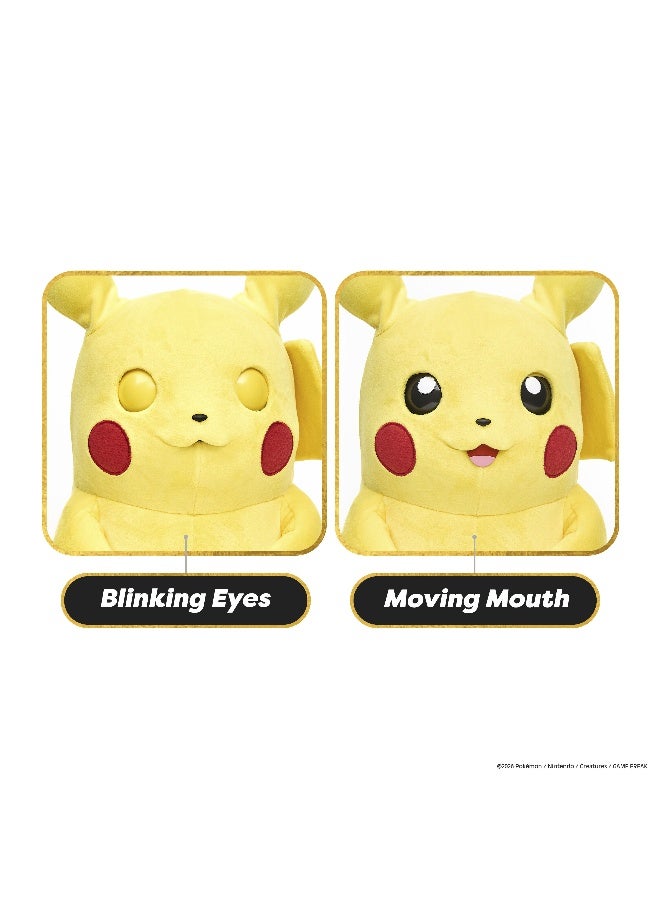 Pokemon RealFX Pikachu Puppetronic | Wow Stuff | Puppet | Interactive Plush Toy | Soft Toy | 120+ Sounds & Actions | Moving Mouth, Blinking Eyes, Dual-Motion Ears, Light-Up Cheeks | Premium Gift for Kids and Adult Collectors - Image 3