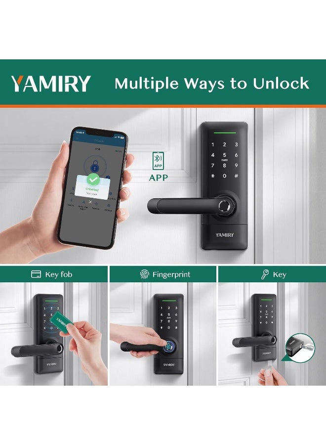 Yamiry Smart Door Lock, Biometric Fingerprint, Keyless Entry, App Control, 6 Ways to Unlock, DIY Installation, Black  - Image 2