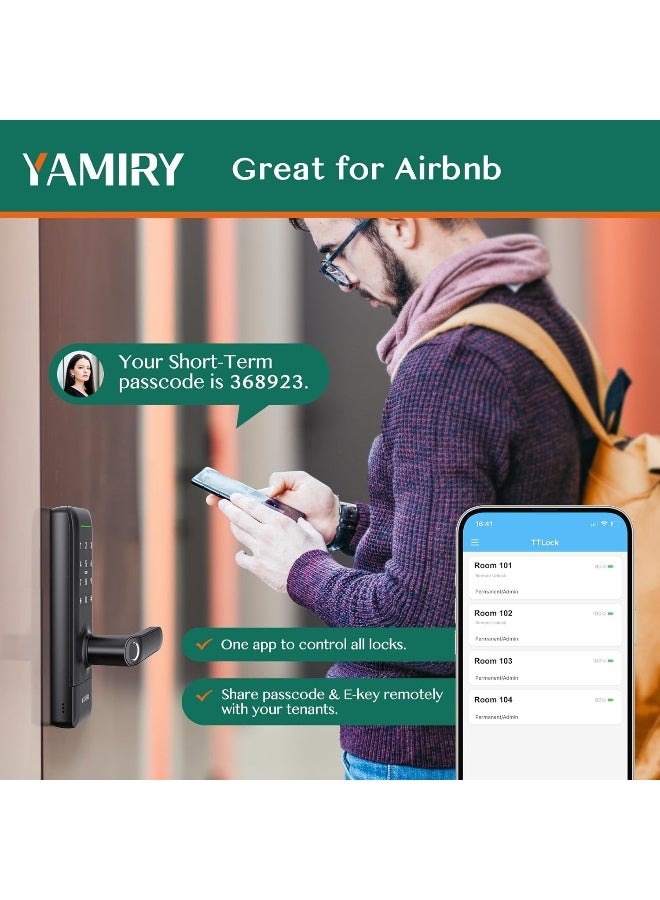 Yamiry Smart Door Lock, Biometric Fingerprint, Keyless Entry, App Control, 6 Ways to Unlock, DIY Installation, Black  - Image 5