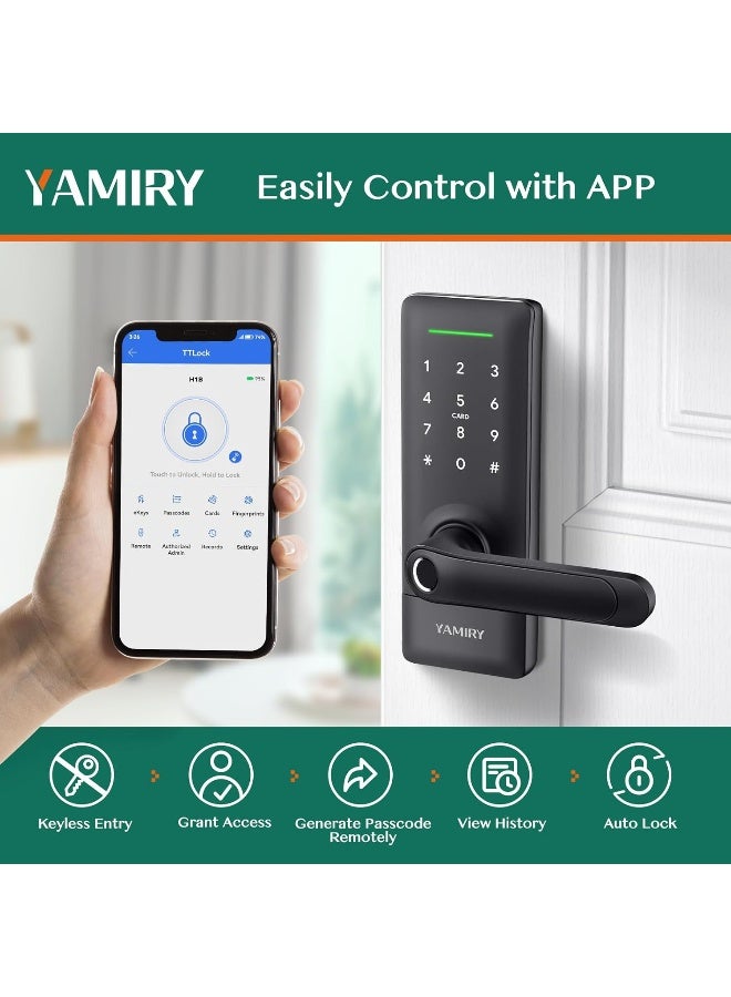 Yamiry Smart Door Lock, Biometric Fingerprint, Keyless Entry, App Control, 6 Ways to Unlock, DIY Installation, Black  - Image 3