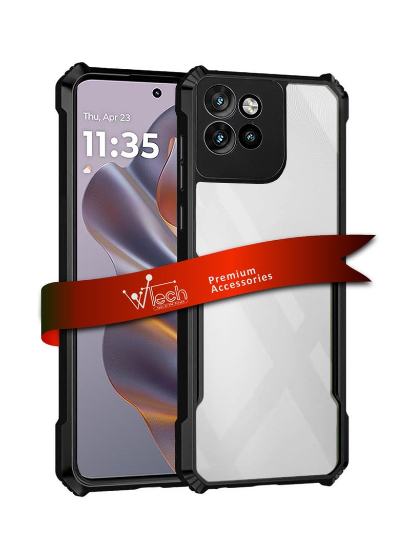 Wtech Motorola Edge 50 Neo 5G 2024 Hybrid TPU Silicone with Raised Armour Bumpers Slim Case Cover - Black - Image 1