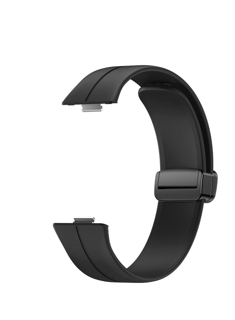 سوار سيليكون متوافق مع ساعة هواوي فيت 3 بمشبك معدني مغناطيسي رياضي جيد التهوية لساعة هواوي فيت 3، سوار معصم بديل ناعم وسريع الفك - Image 1