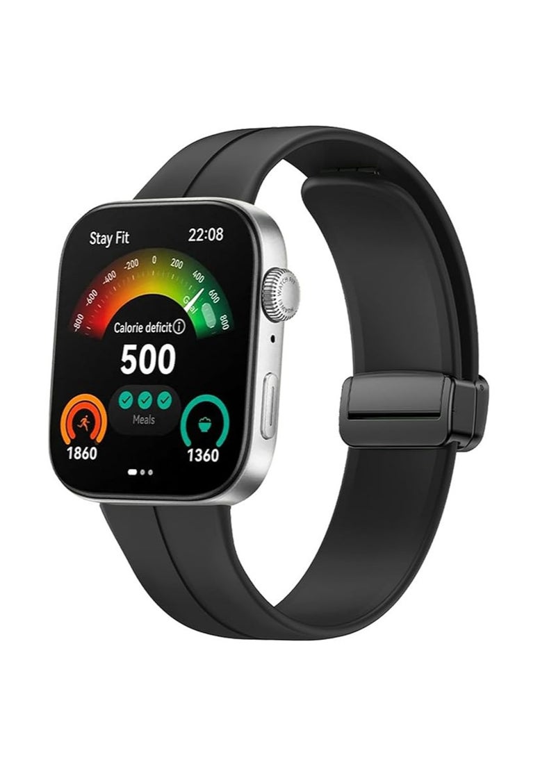 سوار سيليكون متوافق مع ساعة هواوي فيت 3 بمشبك معدني مغناطيسي رياضي جيد التهوية لساعة هواوي فيت 3، سوار معصم بديل ناعم وسريع الفك - Image 2