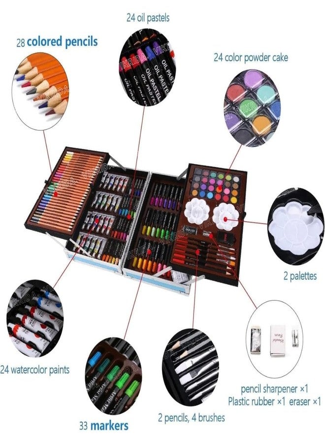 VikriDA Unicorn Art & Craft Coloring Suitcase | 145-Piece Painting Set with Watercolors, Pastel Colors, Sketch Pens & Acrylic Brushes- Multicolor - Image 4