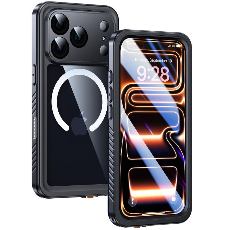 Lanhiem Magnetic for iPhone 17 Pro Max Case Waterproof, Built in Screen Protector & Camera Protection, [Compatible with MagSafe] Full Body Dustproof Heavy Duty Rugged Phone Case 6.9'' (Black) - Image 1