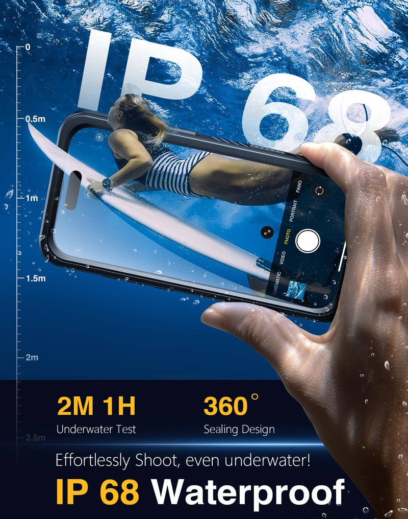 Lanhiem Magnetic for iPhone 17 Pro Max Case Waterproof, Built in Screen Protector & Camera Protection, [Compatible with MagSafe] Full Body Dustproof Heavy Duty Rugged Phone Case 6.9'' (Black) - Image 2