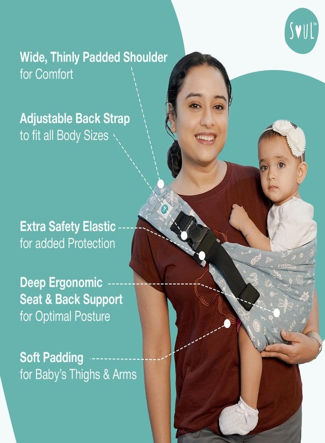 SOULSLINGS حاملة أطفال سولسلينغز إمبو ذات مشبك للخصر - قطن 100% - لون فروست | حاملة أطفال | حاملة أطفال خفيفة الوزن | قابلة للتعديل من 6 إلى 30 شهرًا (حتى 20 كجم) - Image 5