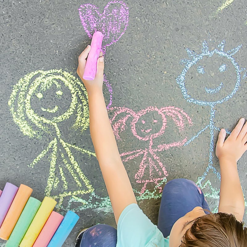 JOYIN 24 PCS Washable Sidewalk Chalks Set Non-Toxic Jumbo Chalk for Schools, Outdoor Art Play, Paint on Chalkboard, Blackboard and Playground (6 Colors) - Image 5