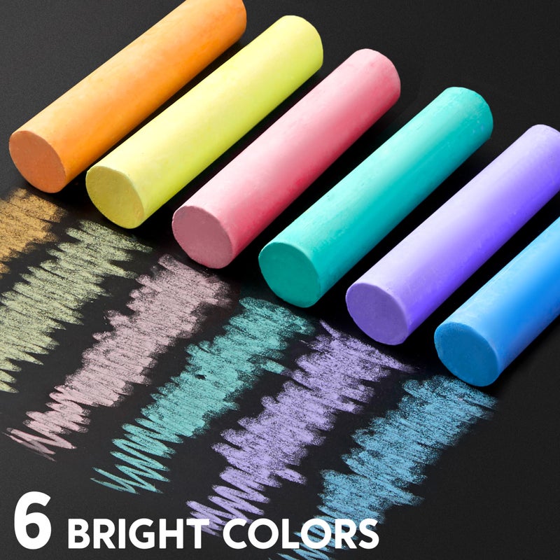 JOYIN 24 PCS Washable Sidewalk Chalks Set Non-Toxic Jumbo Chalk for Schools, Outdoor Art Play, Paint on Chalkboard, Blackboard and Playground (6 Colors) - Image 4