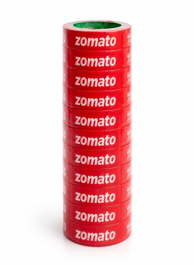 JPPL Zomato Food Packaging Tape Strong Adhesive Red Color 24 mm 1 Inch x 65 Meter Pack of 12 For Food Delivery Takeaway Boxes And Ecommerce Packing - Image 1