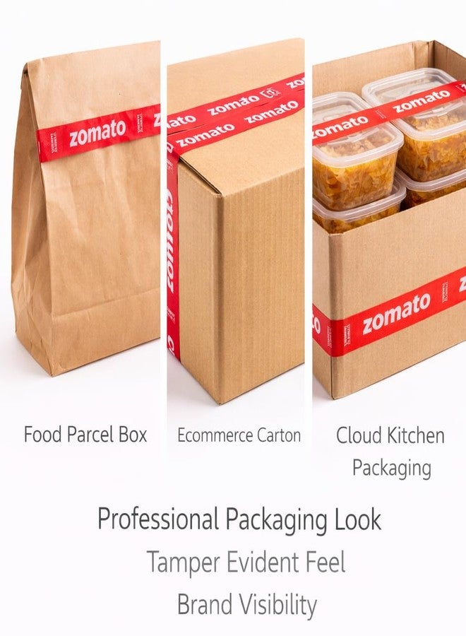 JPPL Zomato Food Packaging Tape Strong Adhesive Red Color 24 mm 1 Inch x 65 Meter Pack of 12 For Food Delivery Takeaway Boxes And Ecommerce Packing - Image 5