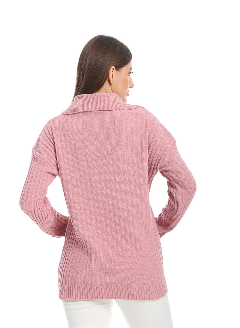 سيزار بلوفر صوف حريمي سادة بياقة وتصميمات متعددة - Image 3