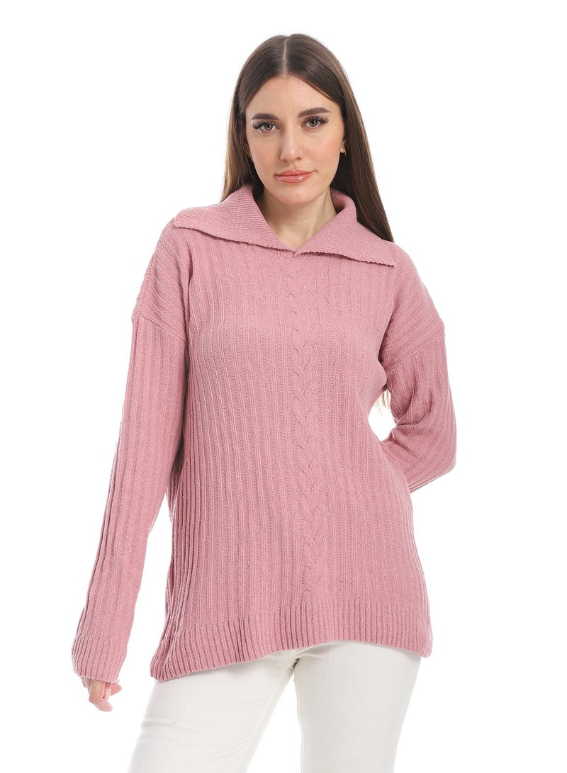 سيزار بلوفر صوف حريمي سادة بياقة وتصميمات متعددة - Image 1