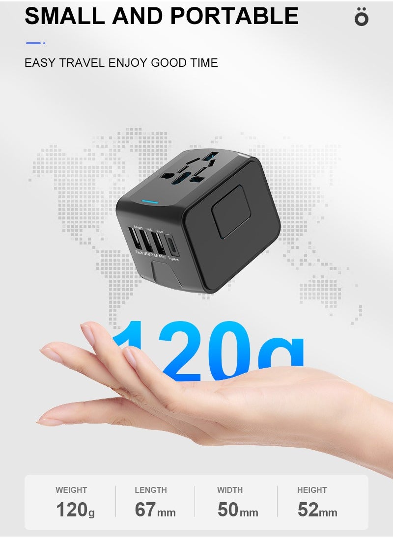 mriya - Universal Travel Adapter with Multi-USB and Type-C Port with Overcurrent Protection - Image 1