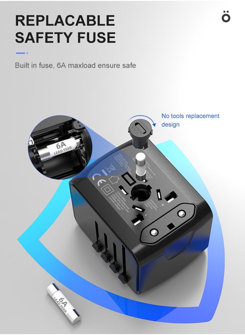 mriya - Universal Travel Adapter with Multi-USB and Type-C Port with Overcurrent Protection - Image 1